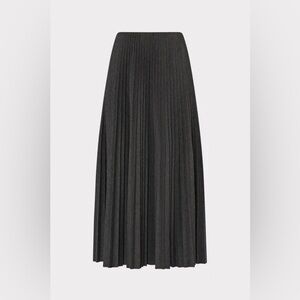 NWT Milly Heathered Gray Knee Length Plated Circle virgin Wool Blend Skirt pleat